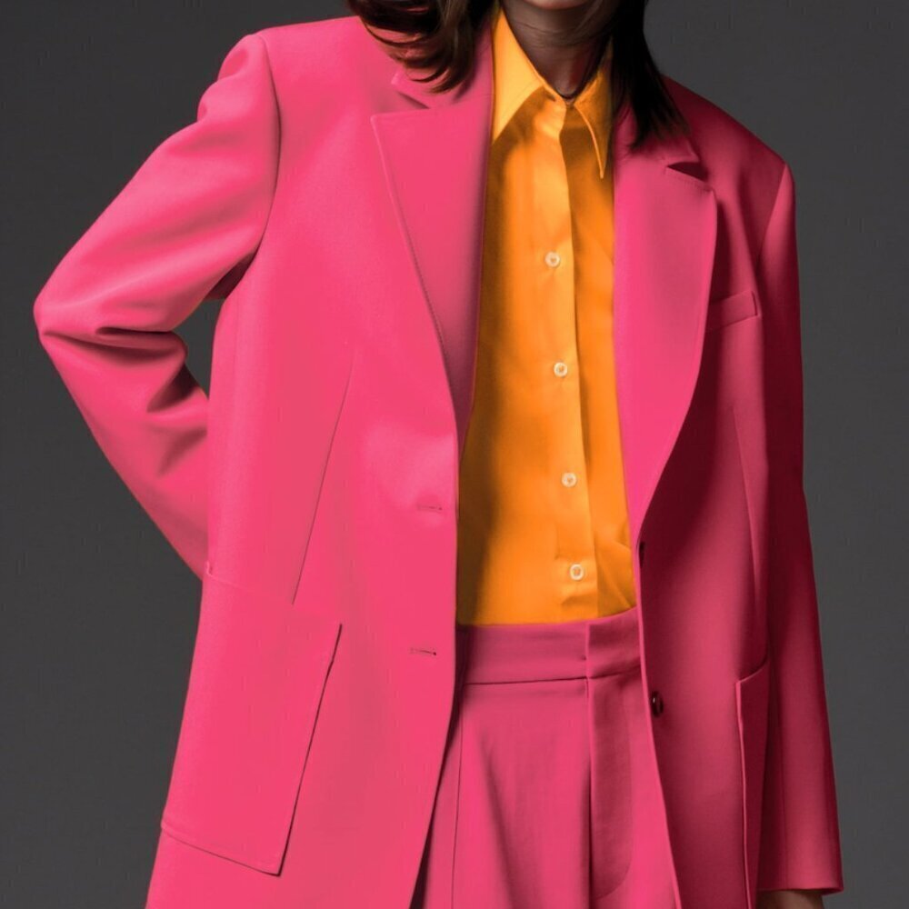 Zara Neon Pink Masculine Blazer Size XS